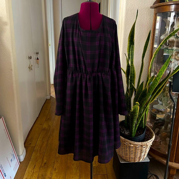torrid purple plaid dress Torrid plaid print purple black 3/4 sleeve